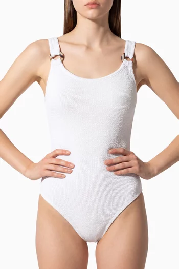 x Hunza G Domino One-piece Swimsuit & Scrunchie in Original Crinkle™
