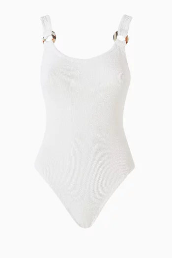 x Hunza G Domino One-piece Swimsuit & Scrunchie in Original Crinkle™