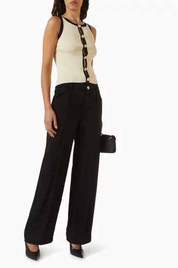 بلوزة ماني منسوجة مزينة بتطريزات