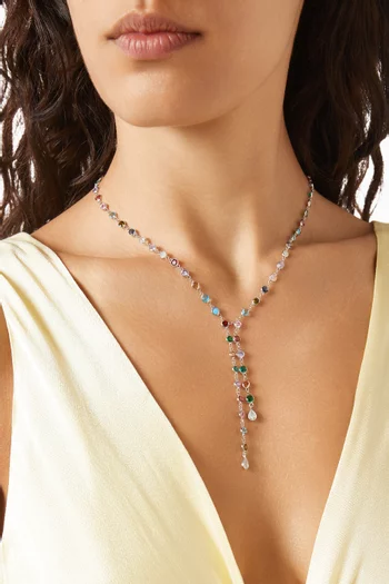 Lariat Necklace in Rhodium-plated Sterling Silver