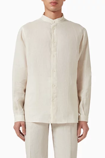 Mandarin-collar Shirt in Linen