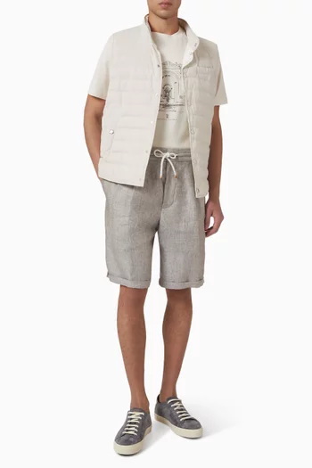 Double Pleated Drawstring Bermuda Shorts