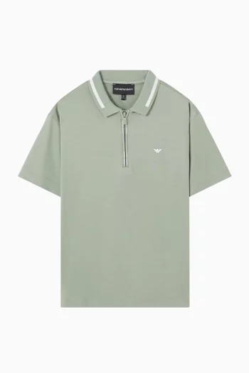 Half-Zip Embroidered Logo Polo Shirt