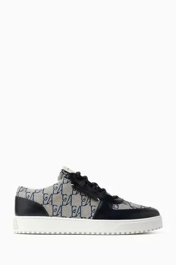 Logo Sneakers in Canvas & Leather