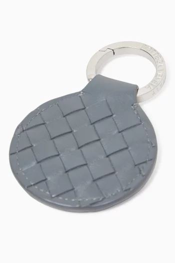 Piccolo Round Key Ring in Intrecciato Leather