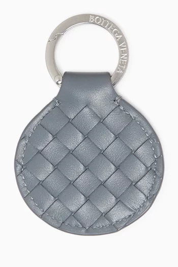 Piccolo Round Key Ring in Intrecciato Leather