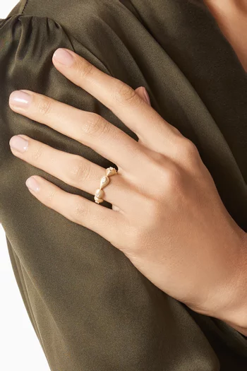Diamond Ring in Brushed 18kt Gold