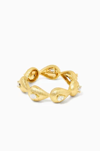 Diamond Ring in Brushed 18kt Gold