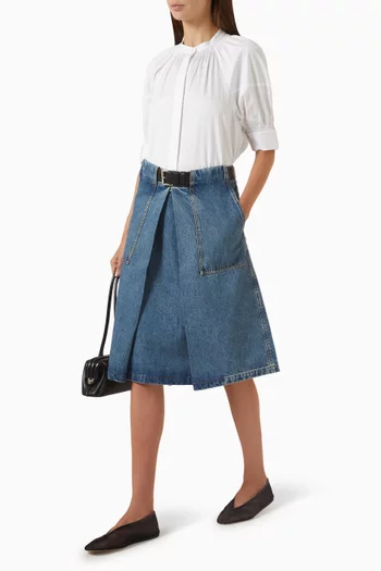 A-line Utility Midi Skirt in Denim