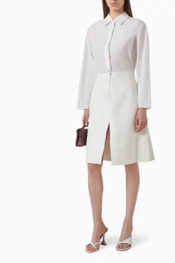 Pleated Midi Skirt in Textured Leather