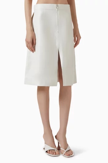 Pleated Midi Skirt in Textured Leather