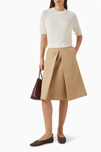 Deconstructed Pleated Midi Skirt in Cotton