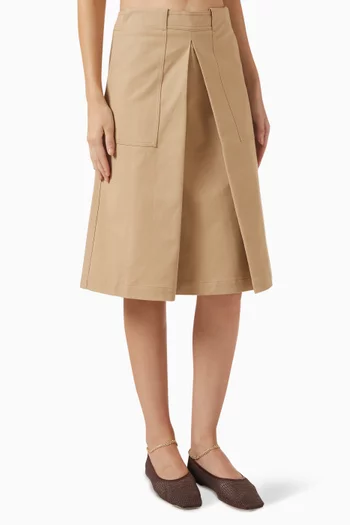 Deconstructed Pleated Midi Skirt in Cotton