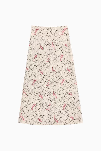 Plusdepois Bubble Print Crepe de Chine Skirt