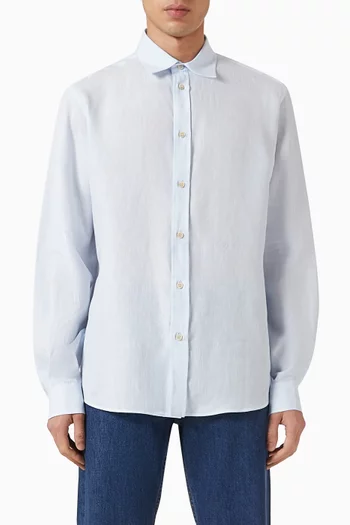 Vlogo Embroidered Shirt in Linen