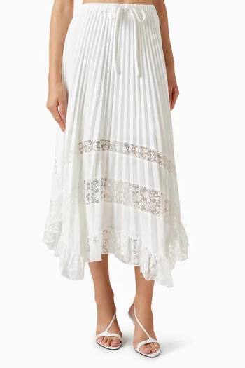Pleated Lace Maxi Skirt
