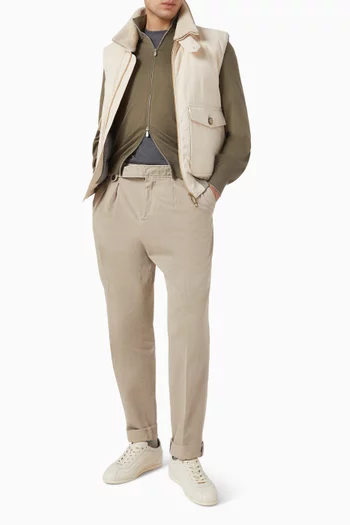 Chevron Double-pleat Pants in Cotton