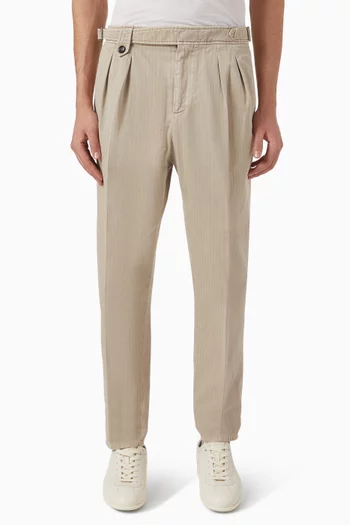 Chevron Double-pleat Pants in Cotton