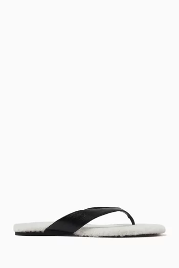 Babette Flip Flops in Fur & Leather