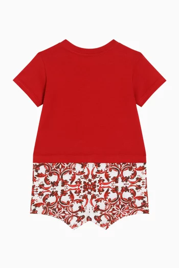 Majolica-print Romper in Cotton