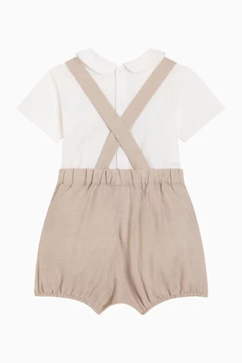 Embroidered Romper in Linen