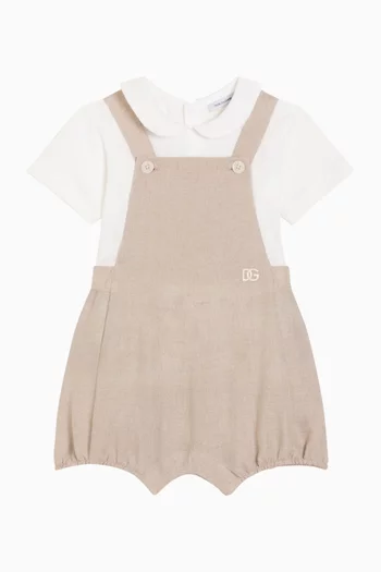 Embroidered Romper in Linen