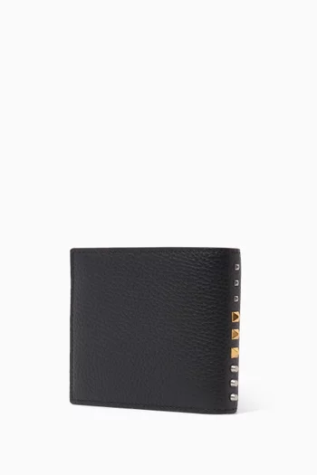 Rockstud Bifold Wallet in Grainy Calfskin