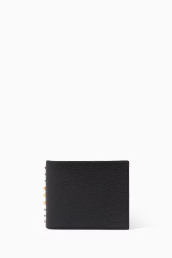 Rockstud Bifold Wallet in Grainy Calfskin
