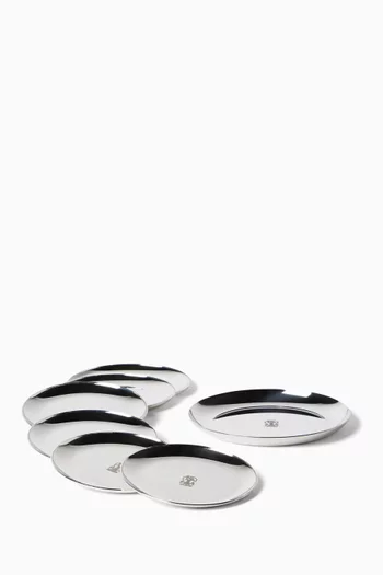 Coasters in Silver-plated Steel, Set of 6
