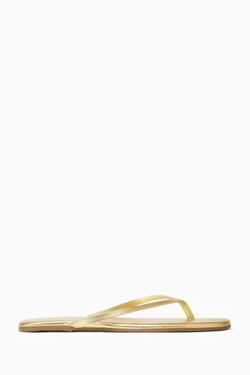 Foundations Flip Flops in Metallic Leather