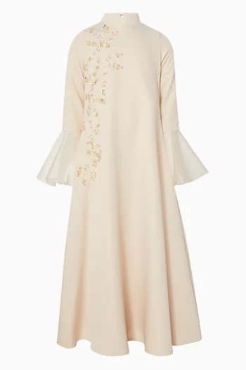 Bell Sleeves Embroidered Dress