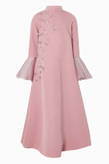 Bell Sleeves Embroidered Dress