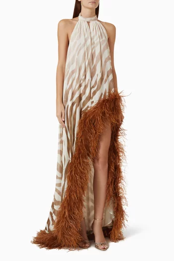 Madeline Zebra Halterneck Gown