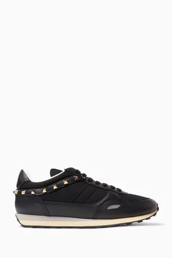 Stud Up Sneakers in Leather & Nylon
