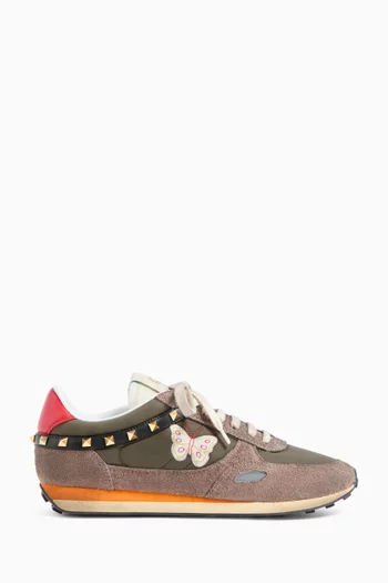 Stud Up Sneakers in Leather & Nylon