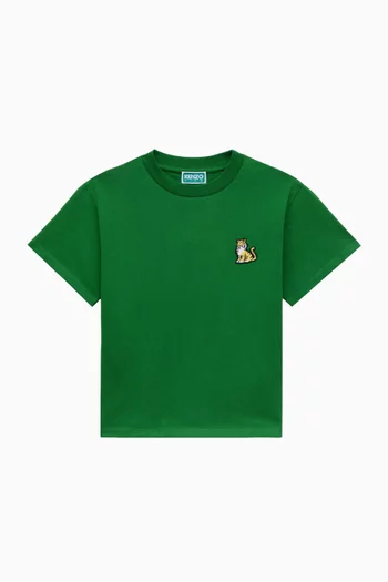 Tiger-embroidered T-shirt in Cotton