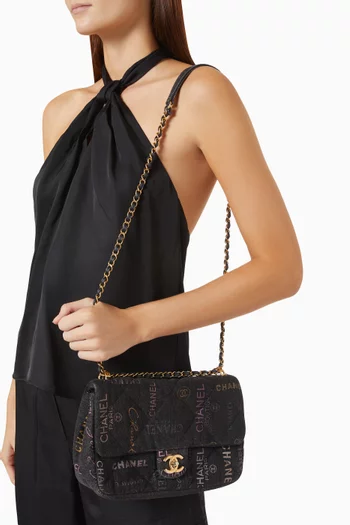 Mood Single Flap Bag in Quilted Denim