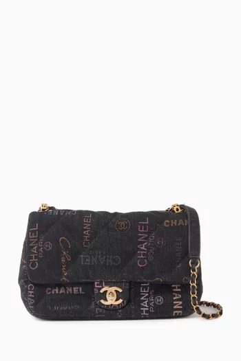 Mood Single Flap Bag in Quilted Denim