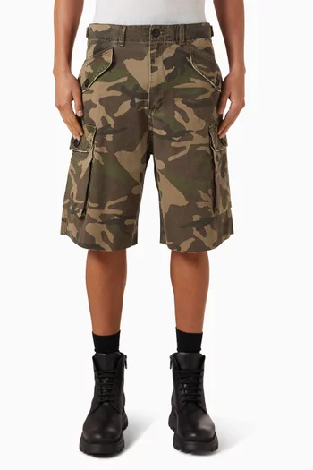 Camouflage Utility Cargo Shorts in Twill