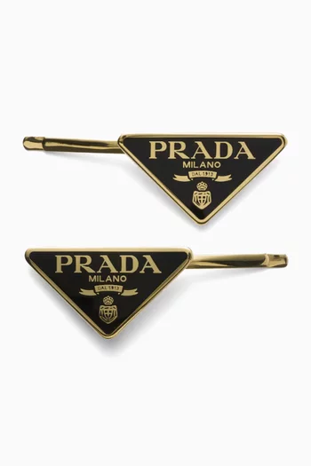 Logo Hair Pin In Metal, Set of 2
