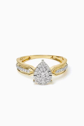 Pear-shaped Diamond Shank Ring in 18kt Gold