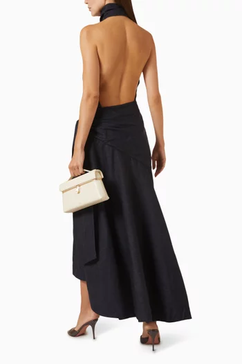 Valiant Draped Dress in Denim