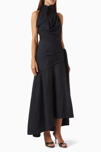 Valiant Draped Dress in Denim