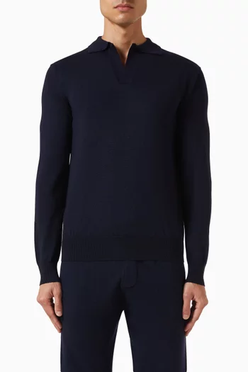 Buttonless Polo Sweater in Cashwool®