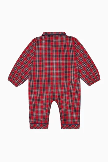Navidad Tartan Romper Pyjamas in Cotton