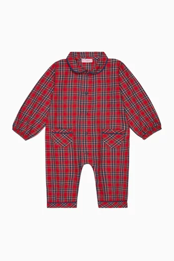 Navidad Tartan Romper Pyjamas in Cotton