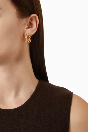 Rhinestone Flower Hoop Earrings