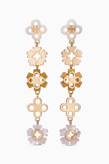 Forget Me Not Linear Earrings in 18kt Gold-plated Brass