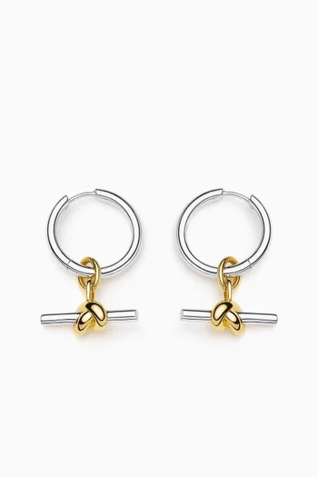 Lucy Williams Knot T-Bar Charm Hoop Earrings