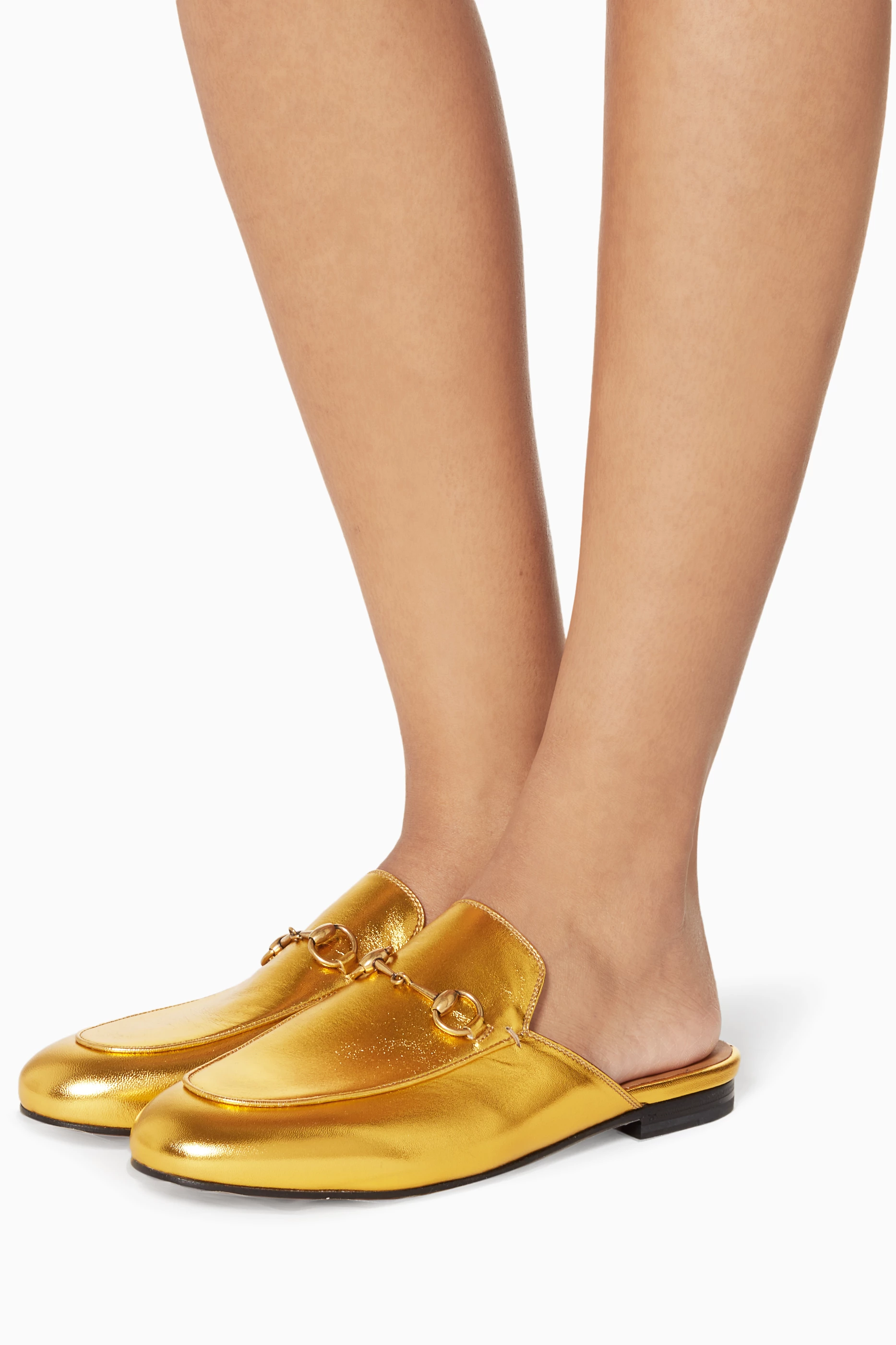 Gucci gold princetown loafers deals